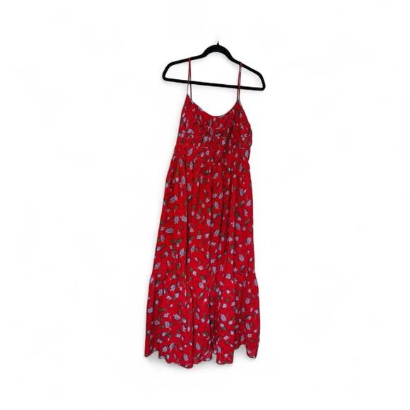 J. Crew Women’s Tiered Dress in Brushed Daisy Print Red Size L NWT - Picture 4 of 8